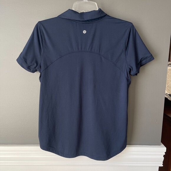 Lululemon Night Sea Quick-Dry Short Sleeve Polo Short Sleeve Shirt Womens Sz 10 - Picture 4 of 5